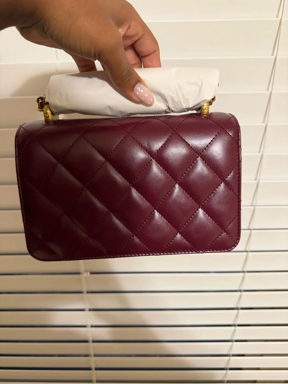 CHANEL Quilted Mini Flap Crossbody in Deep Bordeaux with Gold Hardware